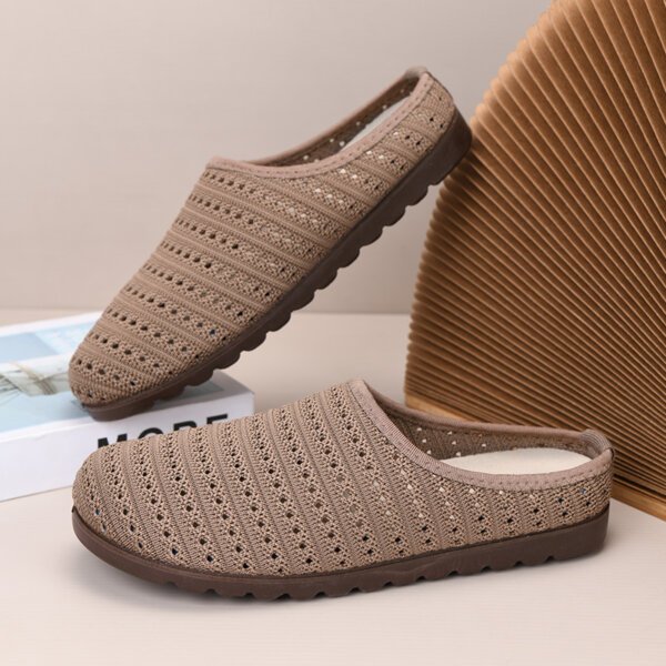 Women’s Canvas Shoes Mesh Stirrup Toe Half Slippers - OEM - Image 4