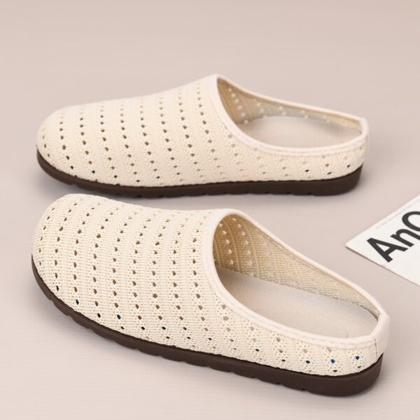 Women’s Canvas Shoes Mesh Stirrup Toe Half Slippers - OEM - Image 3